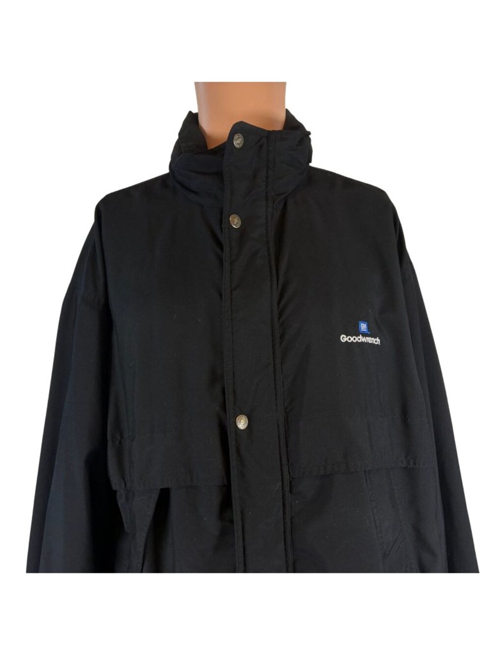 Vintage GM Goodwrench Windbreaker Jacket Mens Size L Black Nascar Racing Hooded
